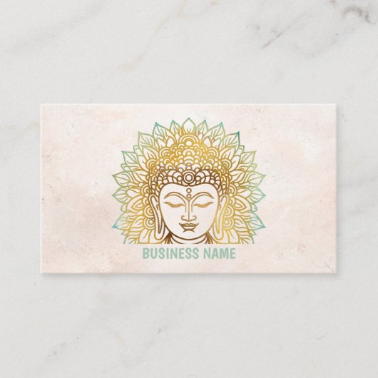 Carte De Visite Tons verts bouddha studio de yoga (Devant)
