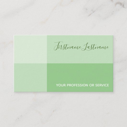 Carte De Visite Tons verts rectangulaire calligraphie verte (Devant)