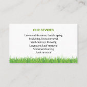 Carte De Visite tonte à gazon audacieuse et professionnelle (Dos)