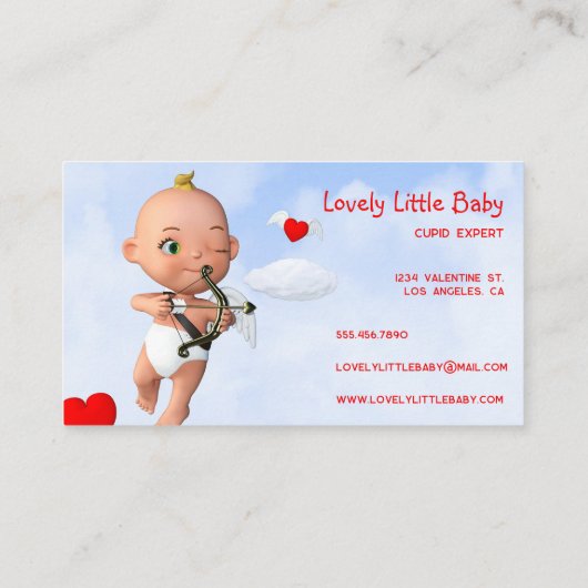 Carte De Visite Toon Baby Cupid Flying with a Bow and Flrow (Dos)
