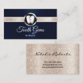 Carte De Visite Tooth Gems Modern Marine Dental Beauté Salon (Devant / Derrière)