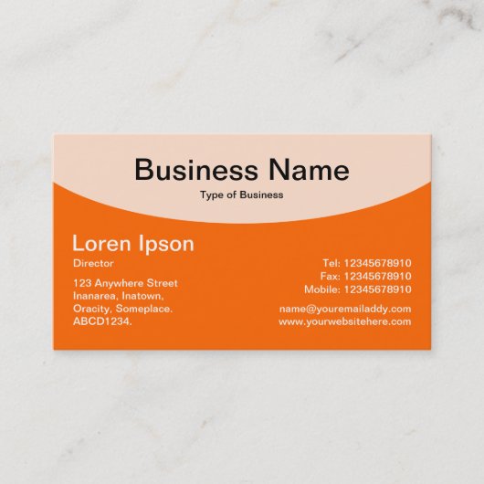 Carte De Visite Top courbe v2 - orange (Devant)