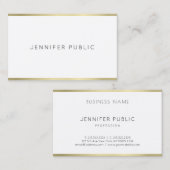 Carte De Visite Top professionnel Creative Gold White Clean Design (Devant / Derrière)