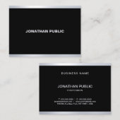 Carte De Visite Top professionnel élégant et moderne Glam Black Si (Devant / Derrière)