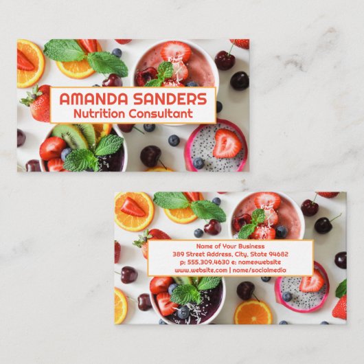 Carte De Visite Top View Bowis Fruit | Nutrition (Devant / Derrière)