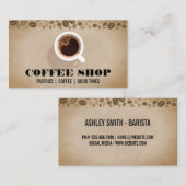 Carte De Visite Top View Coffee Cup | Haricots (Devant / Derrière)