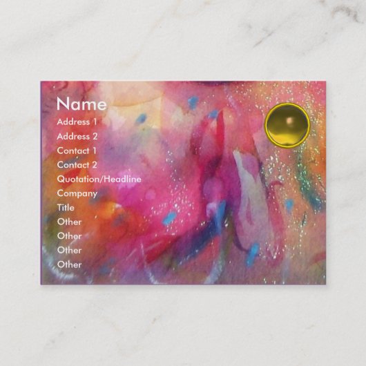 Carte De Visite TOPAZ ABSTRAIT, rouge vif bleu rose jaune (Devant)