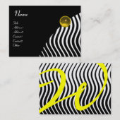 Carte De Visite TOPAZ DE MONOGRAMME AUX VAGUES ÉLÉGANTES, noir et  (Devant / Derrière)