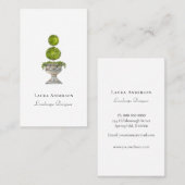 Carte De Visite topiaire botanique en urne aquarelle Paysage (Devant / Derrière)