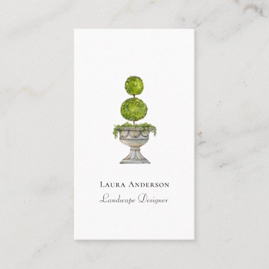 Carte De Visite topiaire botanique en urne aquarelle Paysage (Devant)