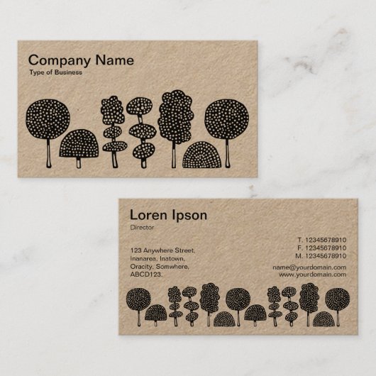 Carte De Visite Topiaire - Noir sur blanc (Kraft) (Devant / Derrière)