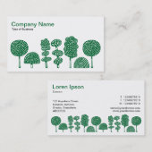Carte De Visite Topiaire - Vert de la forêt sur blanc (Devant / Derrière)