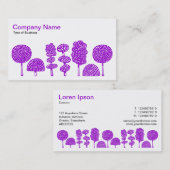 Carte De Visite Topiaire - Violet sur blanc (Devant / Derrière)