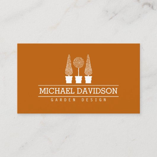 Carte De Visite Topiary Trio Gardener Landscaping Dark Orange (Devant)
