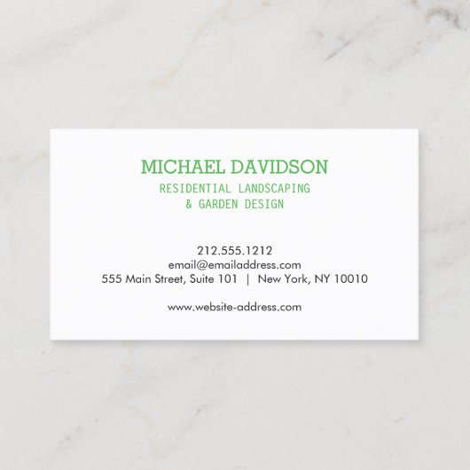 Carte De Visite Topiary Trio Gardener Landscaping vert clair (Dos)