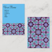 CARTE DE VISITE TOPKAPI, DAMASK FLORAL ROSE NOIR FLEURS BLEU (Devant / Derrière)