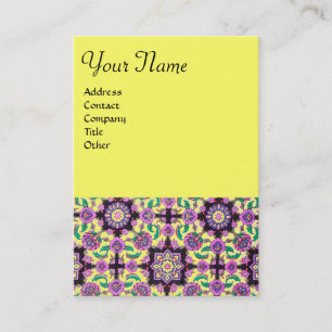 CARTE DE VISITE TOPKAPI, DOMMASQUE ORIENTALE JAUNE ROSE FLORALE