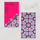CARTE DE VISITE TOPKAPI, FLEURS ORIENTALES DE FUCHSIA ROSE FLORALE (Devant / Derrière)