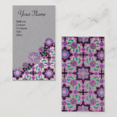 Carte De Visite TOPKAPI, FLORALE ROSE NOIR FLEURS ORIENTALES Gris (Devant / Derrière)