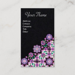Carte De Visite TOPKAPI, FLORALE ROSE VERT ORIENTAL FLEURS Noir