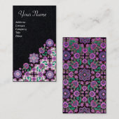 Carte De Visite TOPKAPI, FLORALE ROSE VERT ORIENTAL FLEURS Noir (Devant / Derrière)