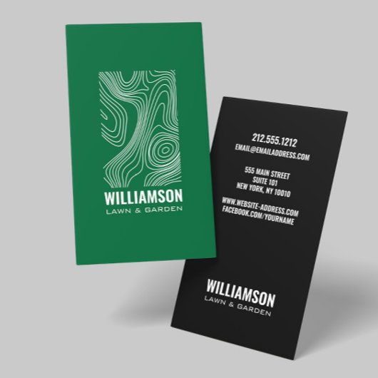 Carte De Visite Topographie moderne Paysage Garage de pelouse Vert