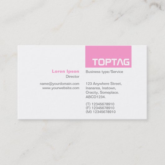 Carte De Visite TopTag v2 - rose (Devant)
