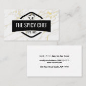 Carte De Visite Toque | Logo du restaurant | Marbre Or (Devant / Derrière)