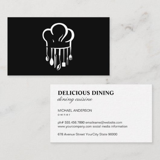 Carte De Visite Toque | Outils de cuisine (Devant / Derrière)