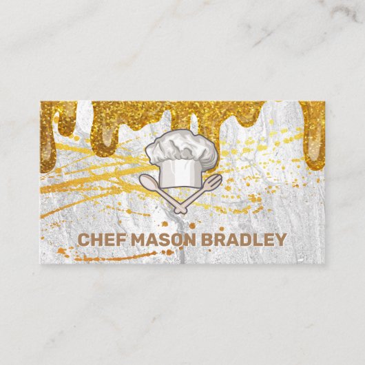 Carte De Visite Toque | Splatter or | Parties scintillant d'or (Devant)