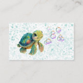 Carte De Visite Tortue adorable et bulles Raffin de couches (Dos)