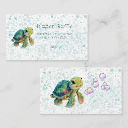 Carte De Visite Tortue adorable et bulles Raffin de couches (Devant / Derrière)