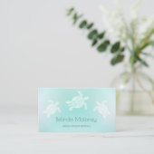 Carte De Visite Tortue blanche turquoise Scan Code QR (Debout devant)