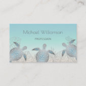 Carte De Visite Tortue de mer argentée | Code QR côtier (Devant)