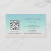 Carte De Visite Tortue de mer argentée | Code QR côtier (Dos)