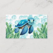 Carte De Visite Tortue de mer Bulles d'algue Raffin de chevalier (Dos)