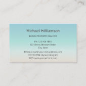 Carte De Visite Tortue de mer en argent Turquoise Côte (Dos)