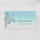 Carte De Visite Tortue de mer en argent Turquoise Côte (Devant)