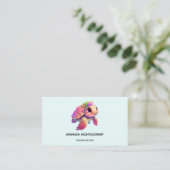 Carte De Visite Tortue de mer rose Whimsical & mignon (Debout devant)