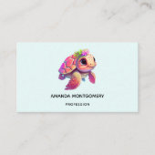 Carte De Visite Tortue de mer rose Whimsical & mignon (Devant)