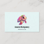 Carte De Visite Tortue de mer rose Whimsical & mignon (Devant)