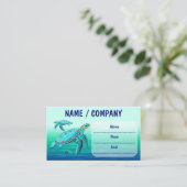 Carte De Visite Tortue de mer Turquoise Vie océanique (Debout devant)