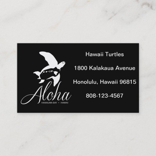 Carte De Visite Tortue d'Hawaï Honu (Devant)