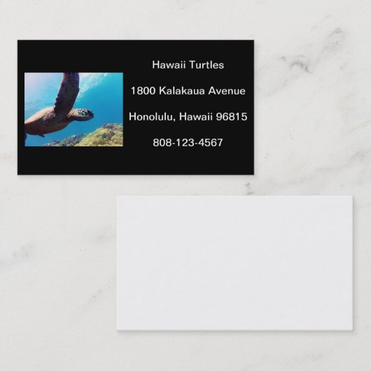 Carte De Visite Tortue Hawaii (Devant / Derrière)