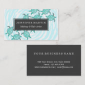 Carte De Visite Tortues de mer turquoises d'aquarelle sur les (Devant / Derrière)