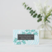 Carte De Visite Tortues de mer turquoises d'aquarelle sur les (Debout devant)