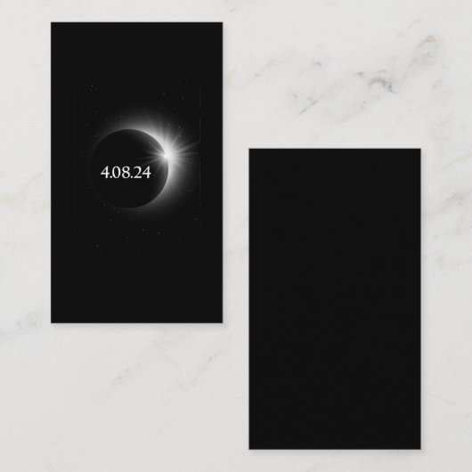 Carte De Visite Total Solar Eclipse America 8 avril 2024 (Devant / Derrière)
