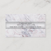 Carte De Visite Touche de marbre blanc et gris Rose tendance chic (Dos)