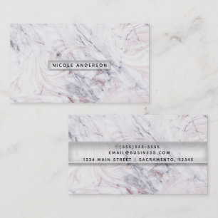 Carte De Visite Touche de marbre rose blanc et gris chic tendance
