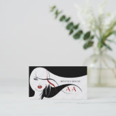 Carte De Visite Touche Noir & Blanc De Modèle De Beauté Rouge (Debout devant)
